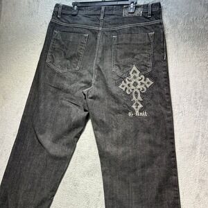 G-Unit Denim Company Mens 38x34 Baggy Jeans Stitch Cross Y2K HipHop Vintage RARE
